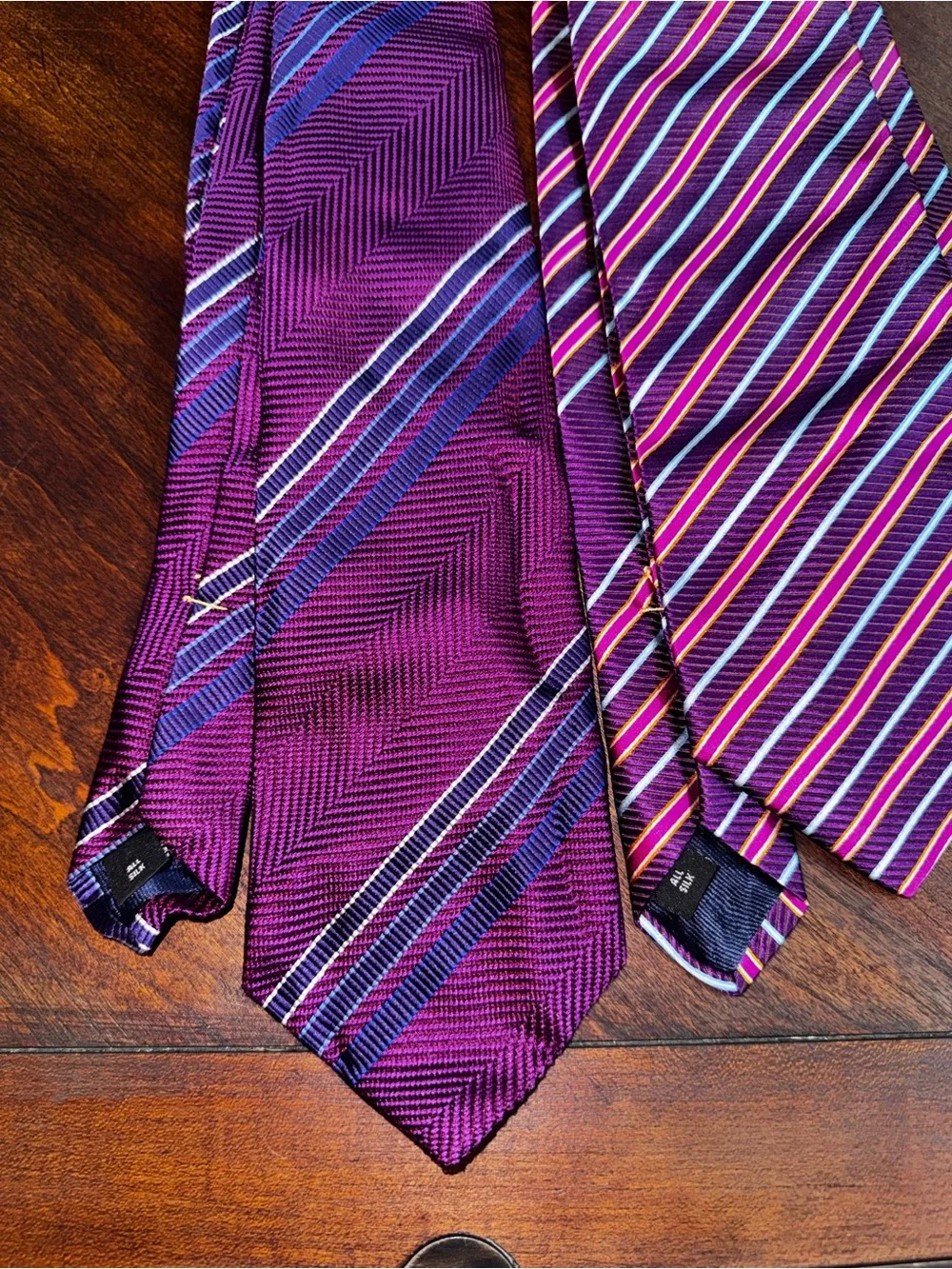 Vtg Holland & Sherry London 1836 all silk purple ties. 3.5” widest point.